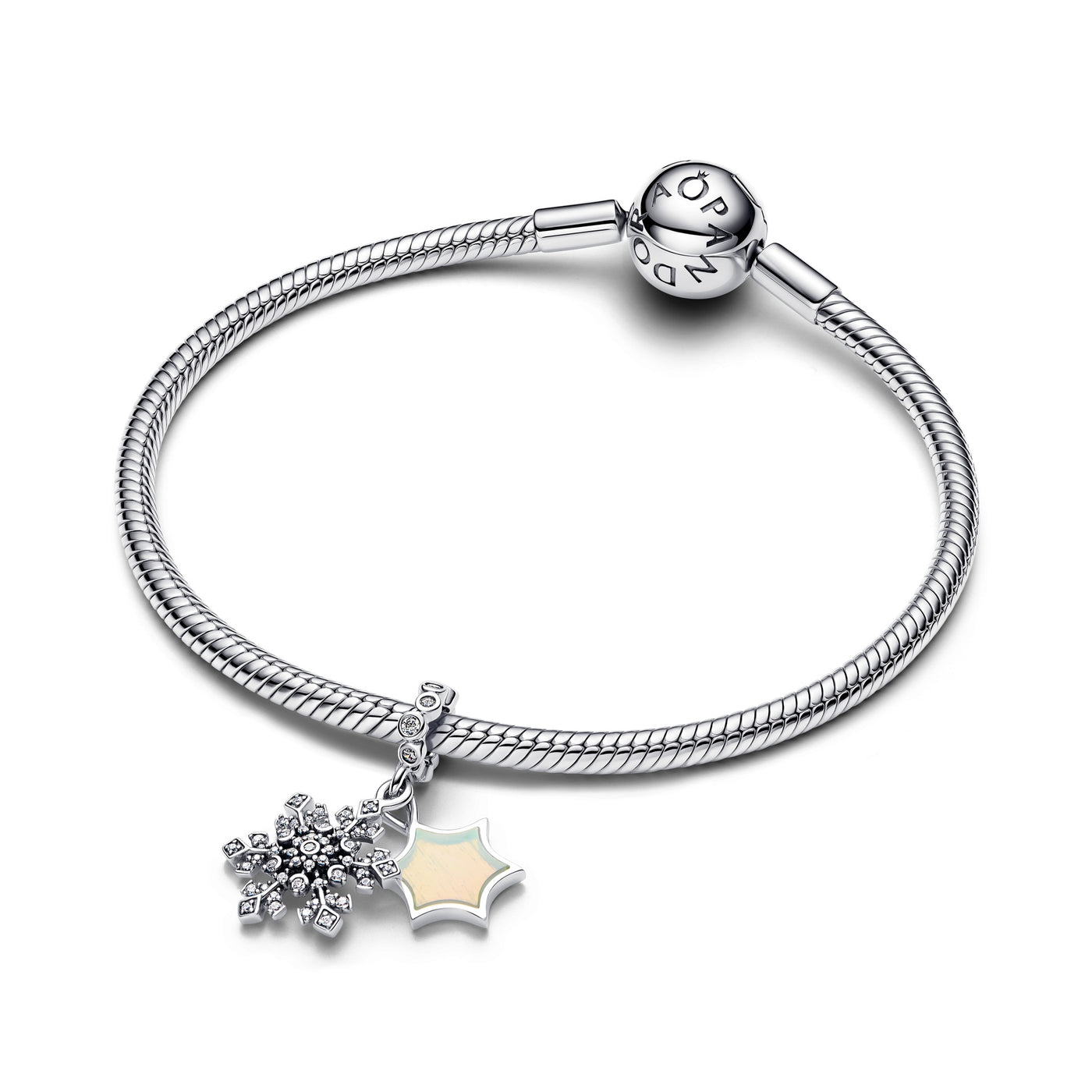 Pandora Opalescent Snowflake Double Dangle Charm