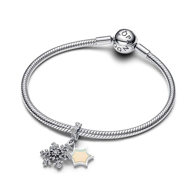 Pandora Opalescent Snowflake Double Dangle Charm