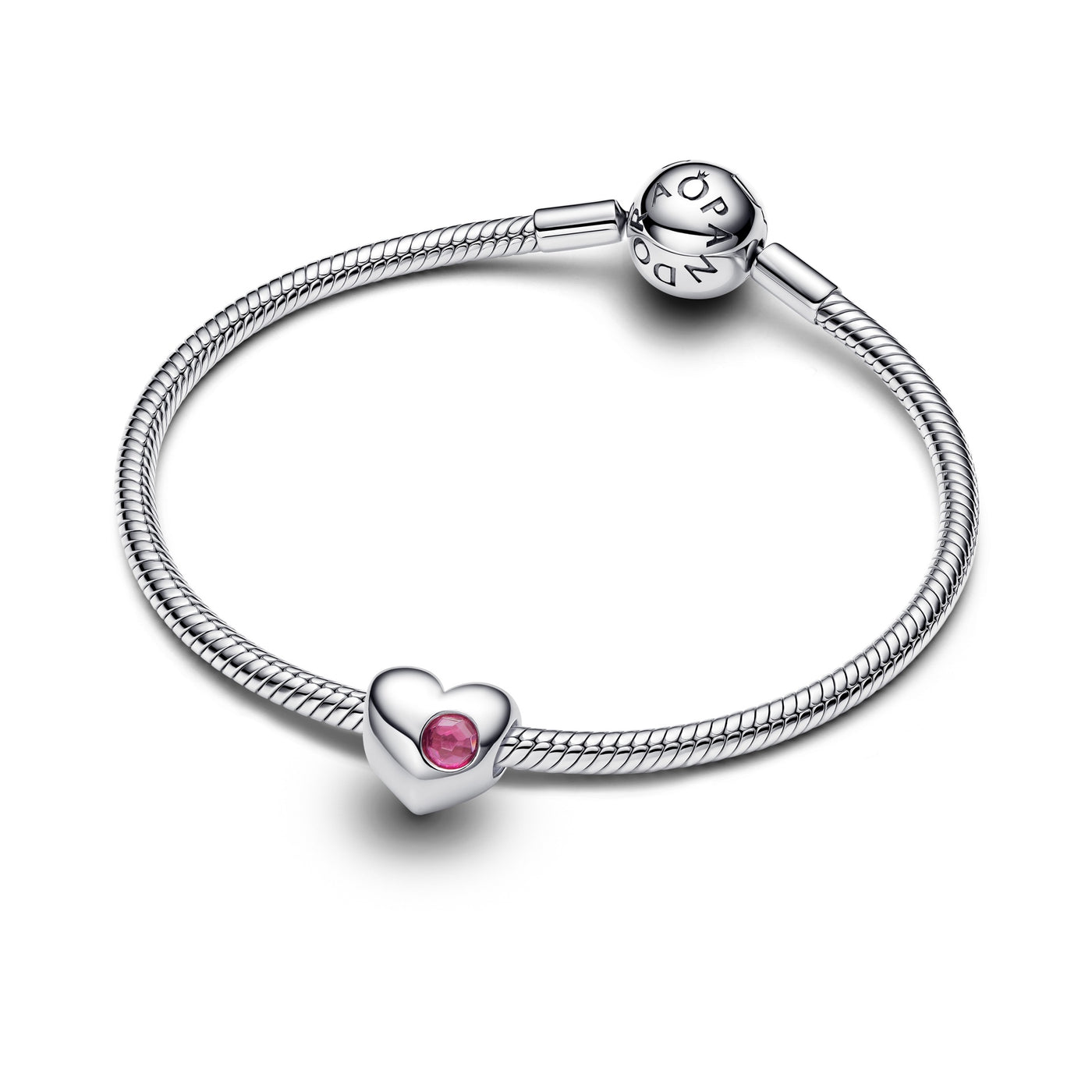 Pandora Engravable Pink Stone Heart Charm
