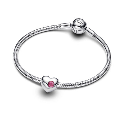 Pandora Engravable Pink Stone Heart Charm