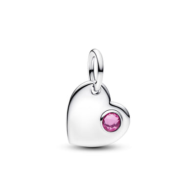 Pandora Engravable Heart Pink Stone Dangle Charm