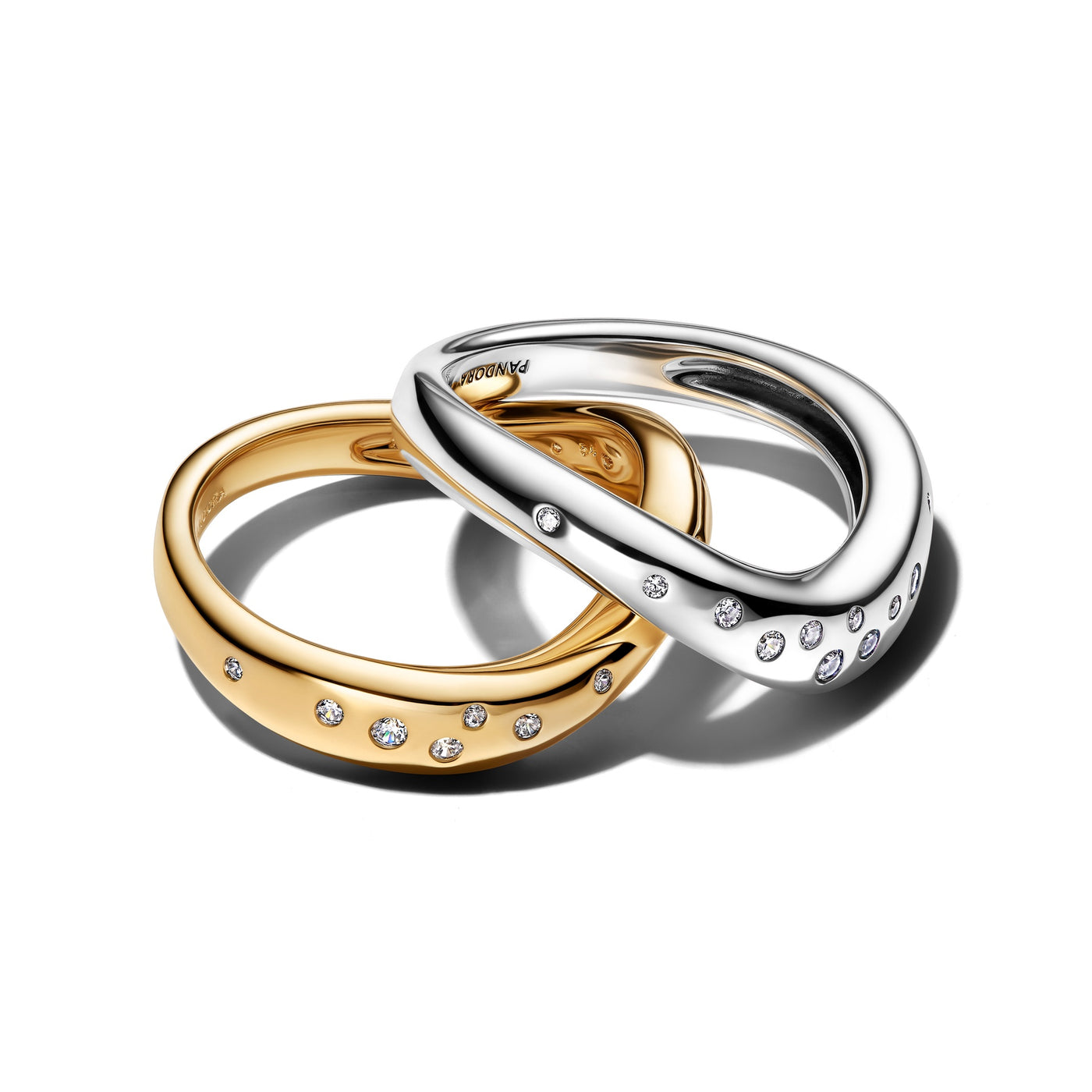 Pandora Organically Shaped Two-Tone Stacking Rings – Pancharmbracelets