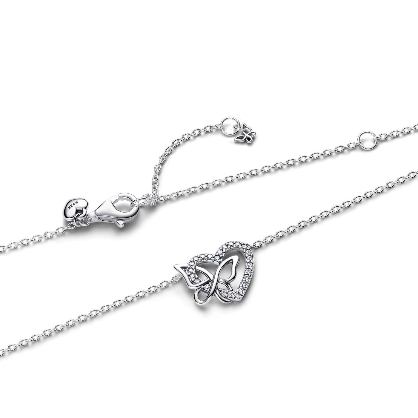 Pandora Entwined Heart & Butterfly Pendant Necklace 