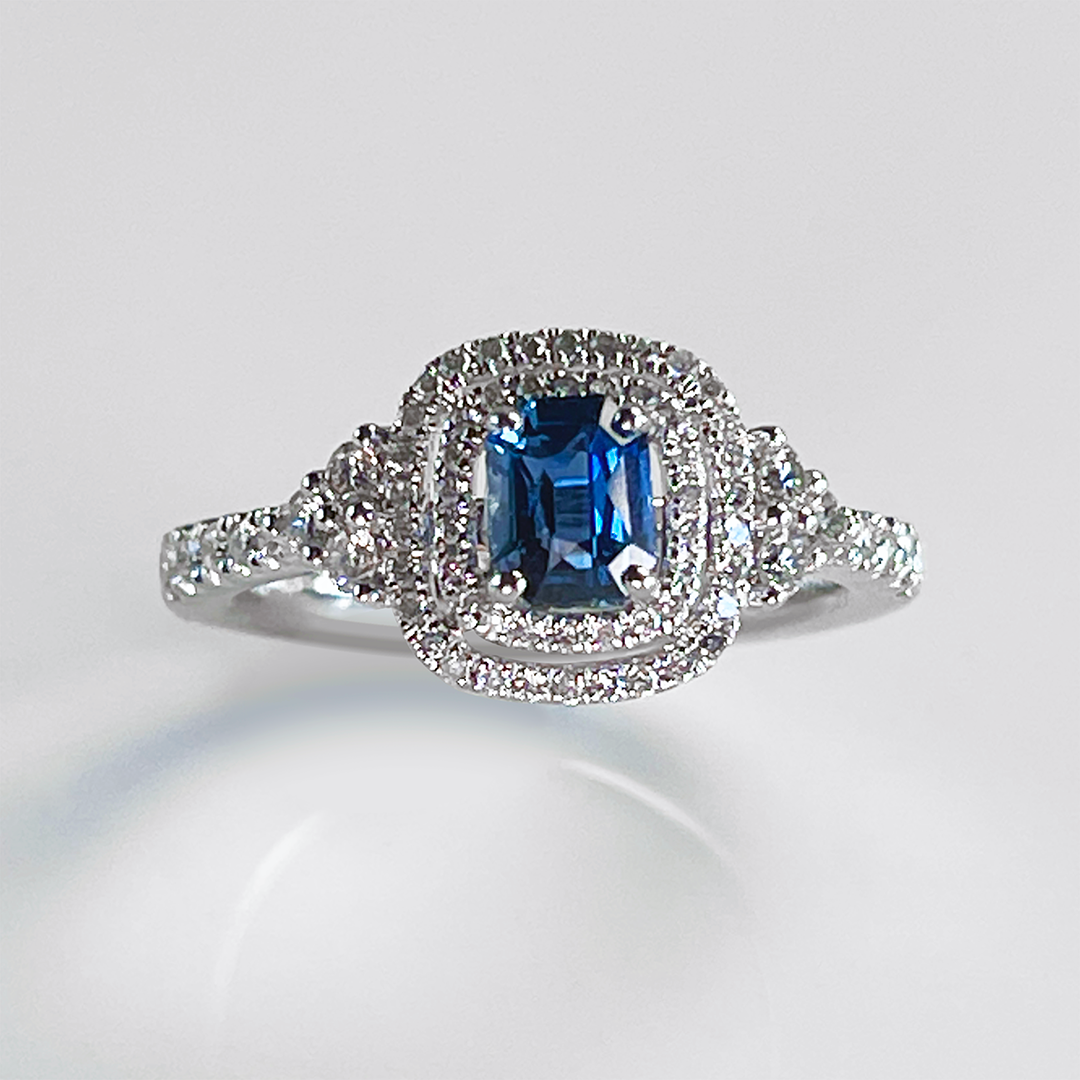 0.80 CT Sapphire & Diamond Platinum Ring