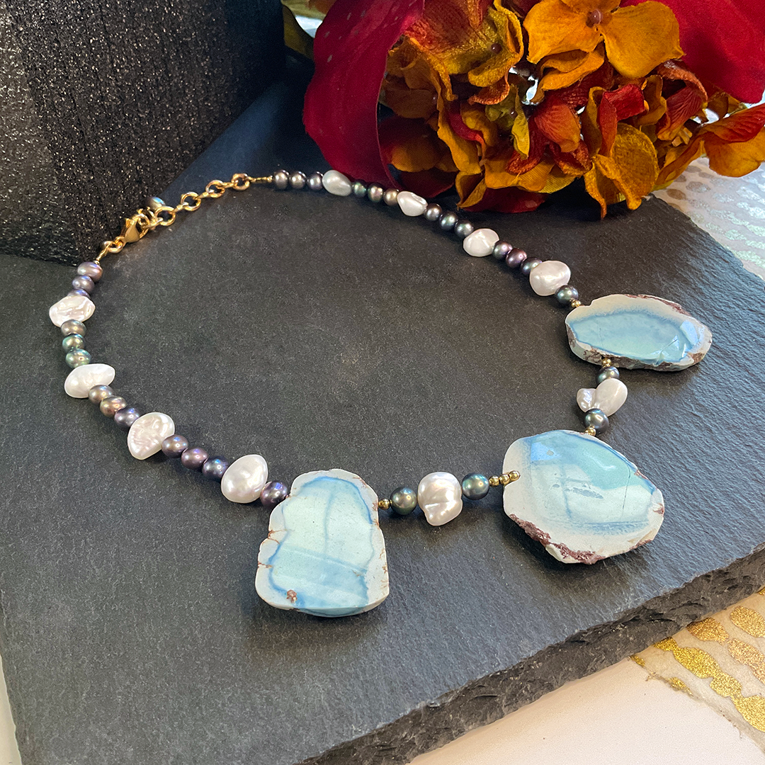Golden Hill Turquoise & Pearl Necklace