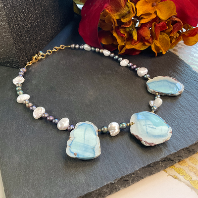 Golden Hill Turquoise & Pearl Necklace