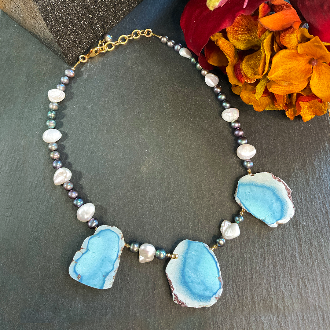 Golden Hill Turquoise & Pearl Necklace