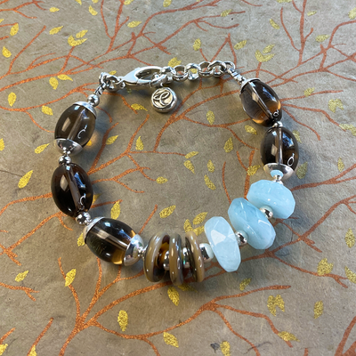 Smoky Quartz w/ Aquamarine Bracelet