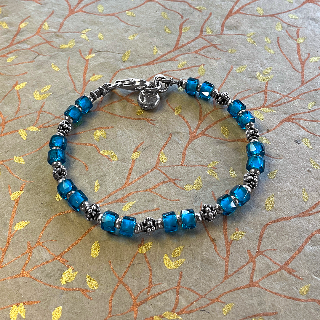 Blue Czech Glass & SS Bracelet