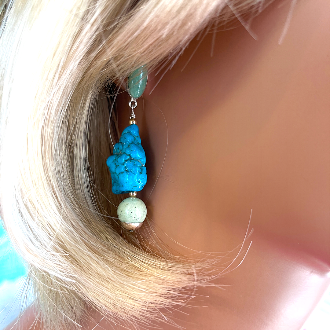 Turquoise & Green Garnet Earrings