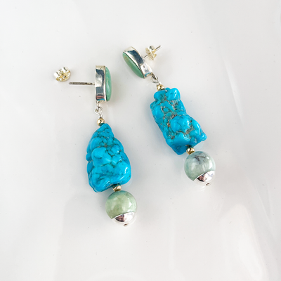 Turquoise & Green Garnet Earrings