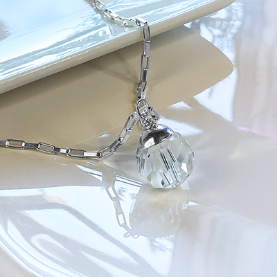 SS Chain Necklace w/ Vintage Swarovski Crystal