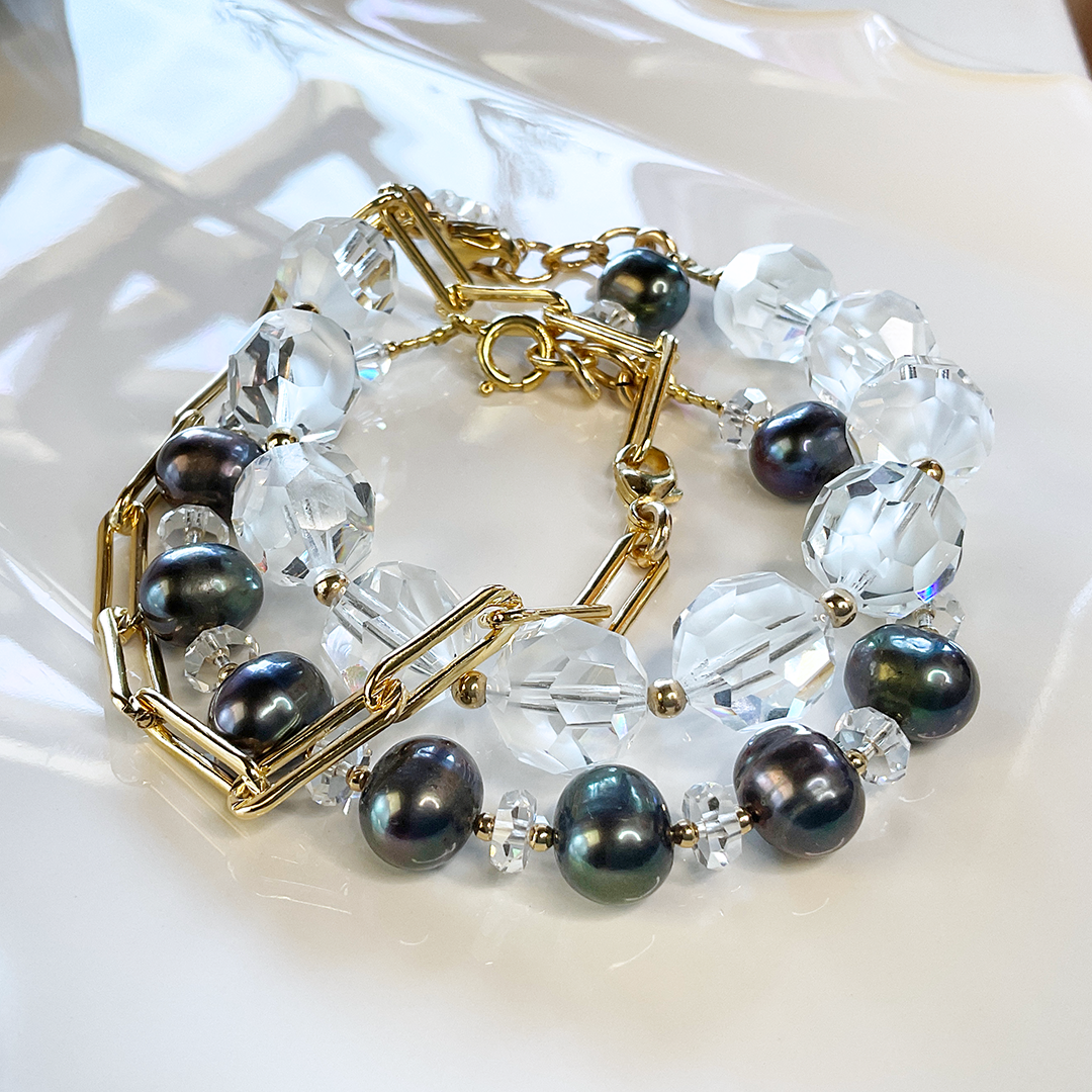 Pearl & Vintage Swarovski Crystal Bracelet