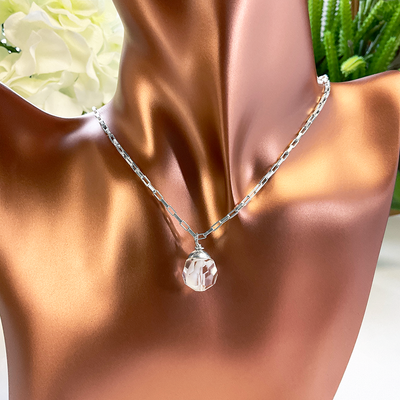 SS Chain Necklace w/ Vintage Swarovski Crystal