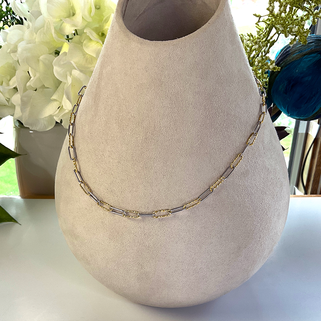 Two Tone Paperclip Chain Necklace