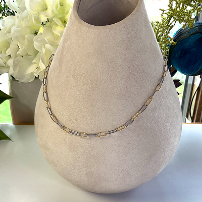 Two Tone Paperclip Chain Necklace