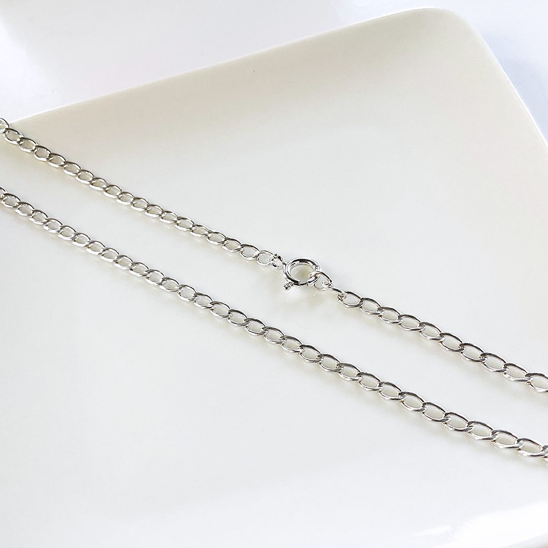 SS Flat Curb Chain Necklace