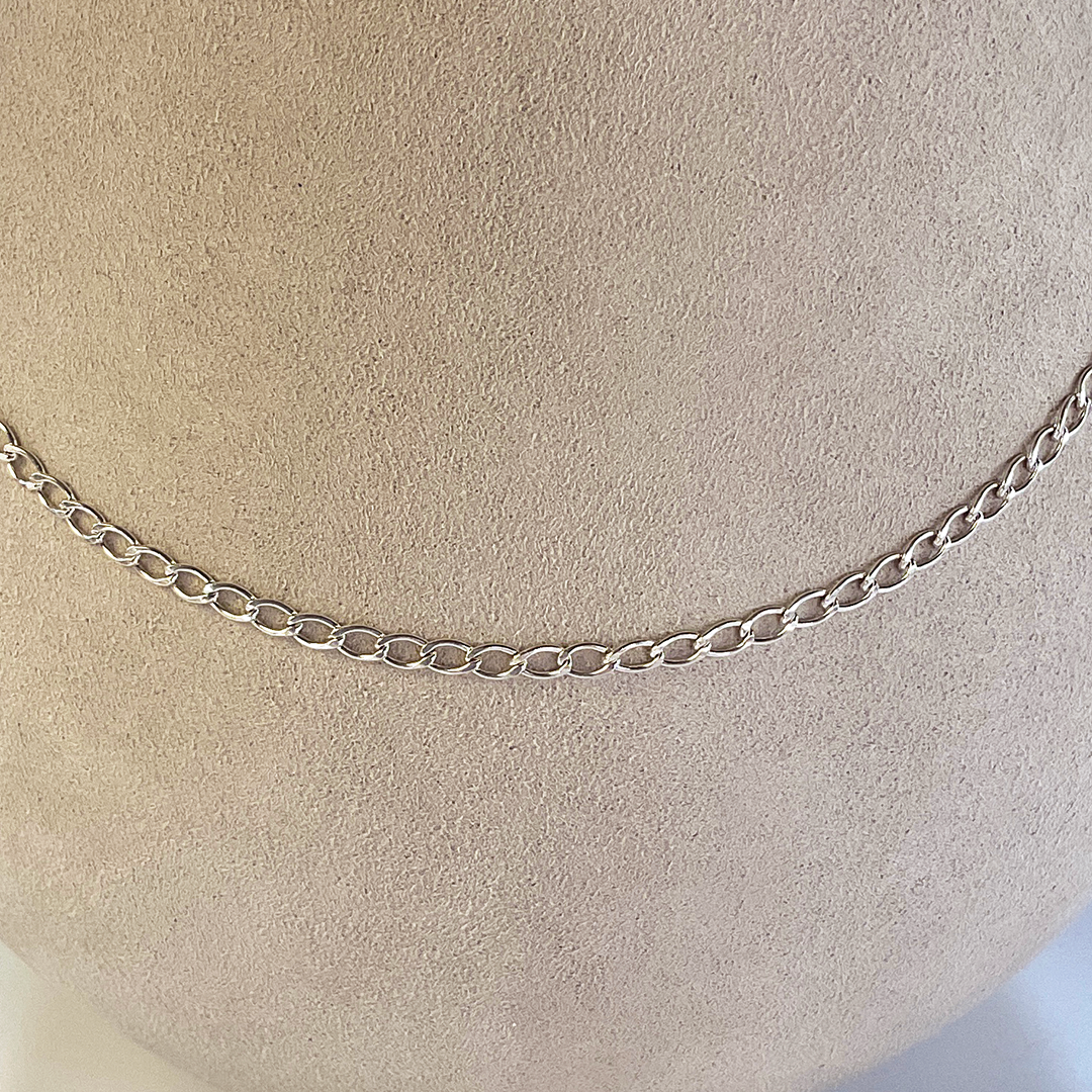 SS Flat Curb Chain Necklace