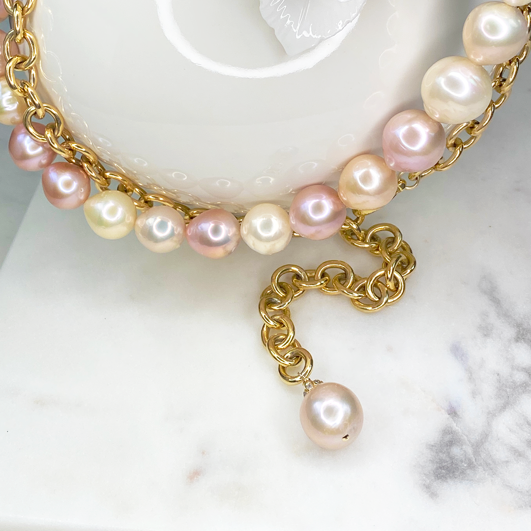 Freshwater Pearl on Cable Chain Necklace