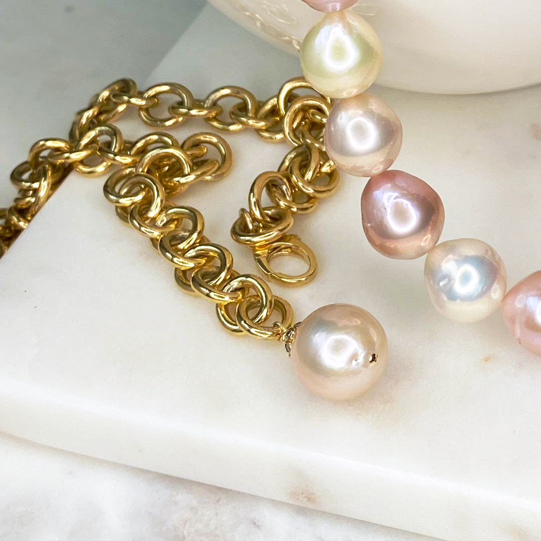 Freshwater Pearl on Cable Chain Necklace