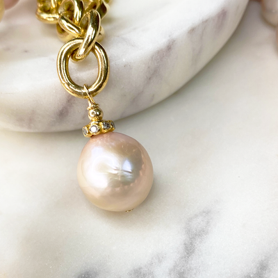 Freshwater Pearl on Cable Chain Necklace