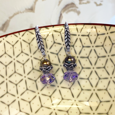 Tanzanite & Freshwater Pearl Earrings