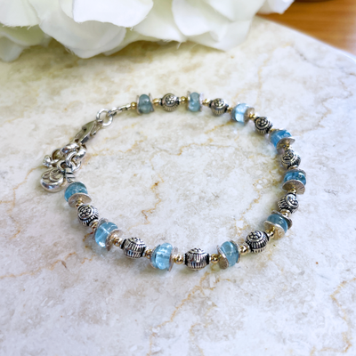 Aquamarine Bracelet w/ SS & 14KTGF