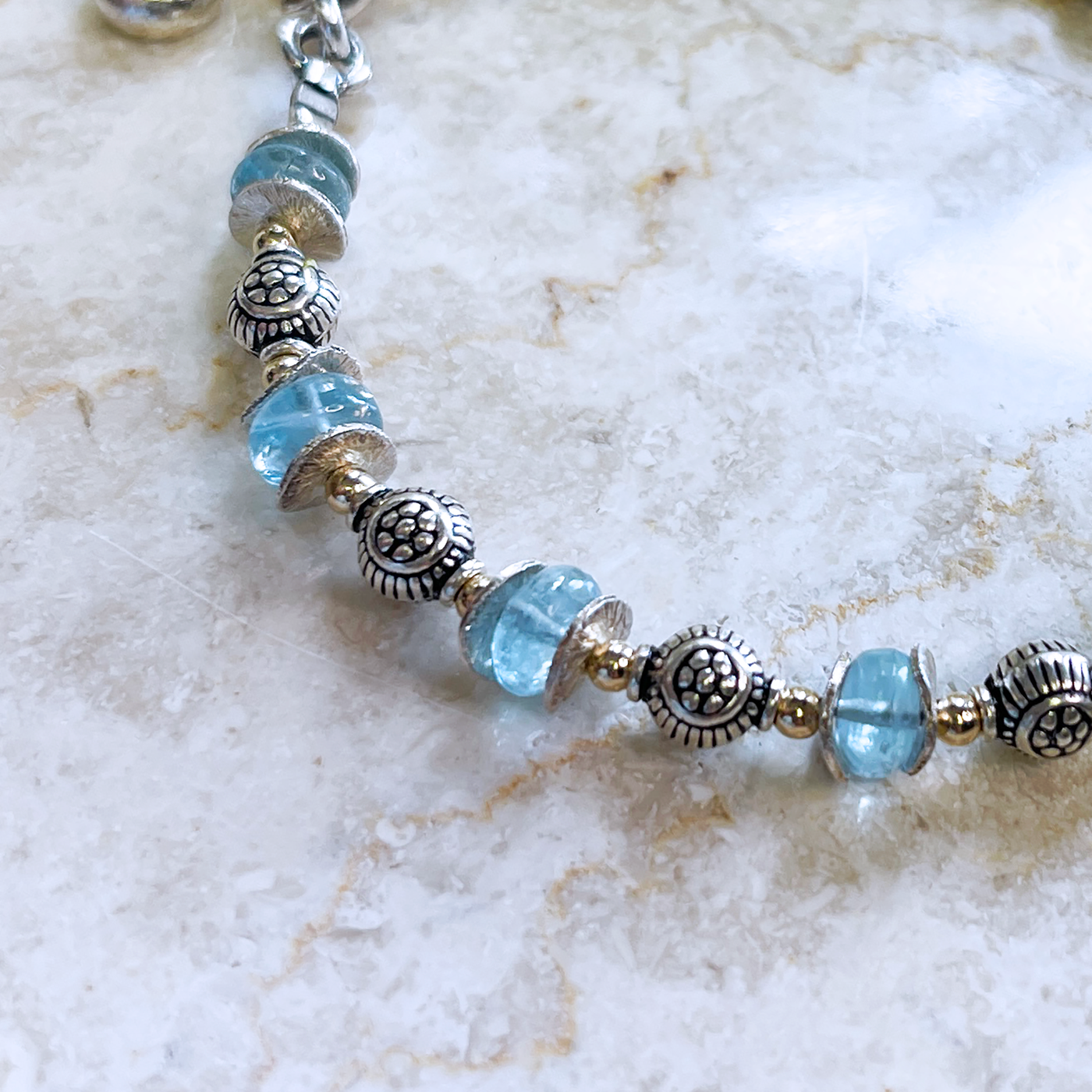 Aquamarine Bracelet w/ SS & 14KTGF