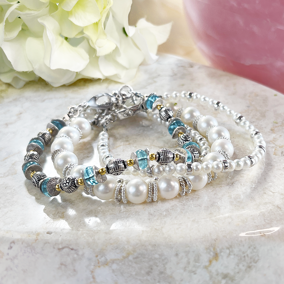 Aquamarine Bracelet w/ SS & 14KTGF