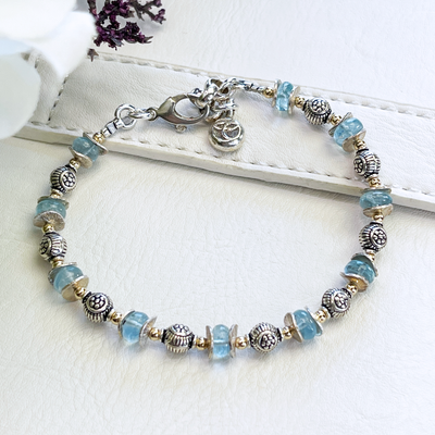 Aquamarine Bracelet w/ SS & 14KTGF