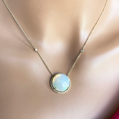 14k YG Ethiopian Opal & Diamond Necklace