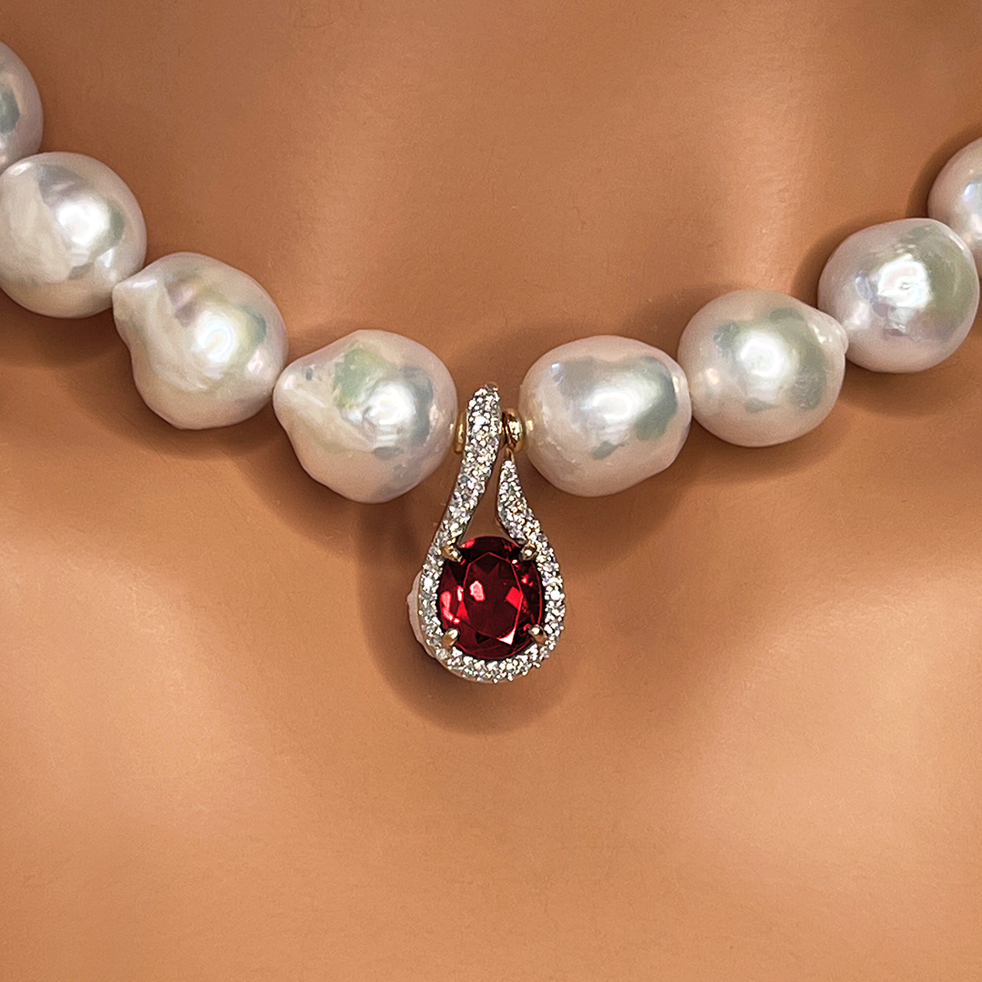 Garnet and pearl hotsell necklace