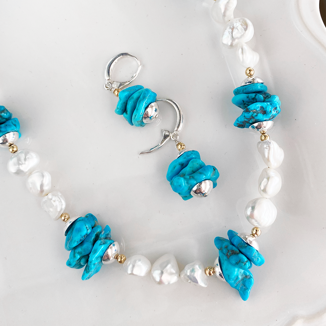 Kingman Turquoise Nugget Leverback Earrings