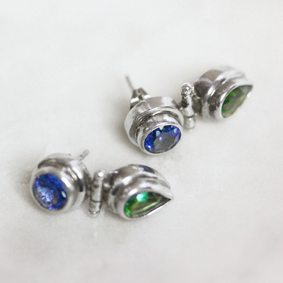 Green & Blue Quartz Earrings