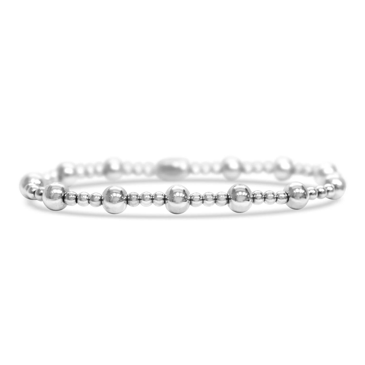 24/7 Stretch - 3+6mm Plain Bead Combo 3/1 - Plated Steel Bracelet