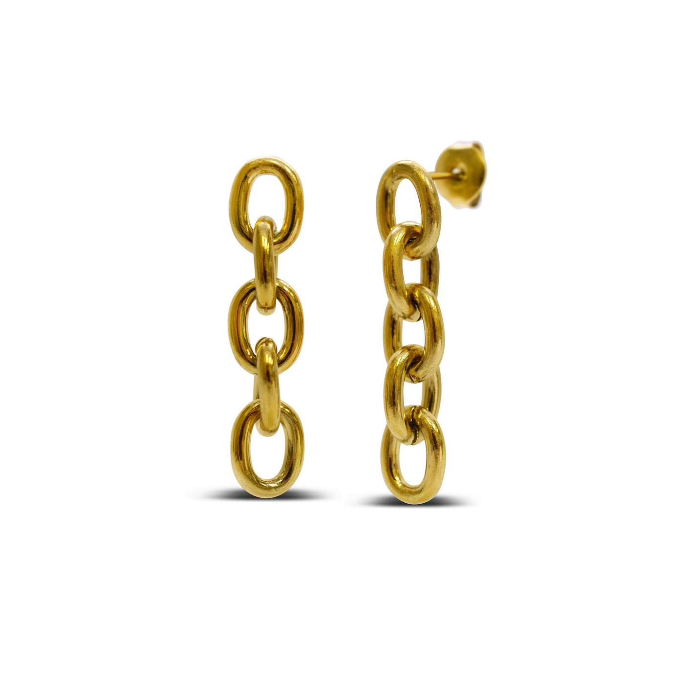 Bold Link Drop Earrings - Plated Gold