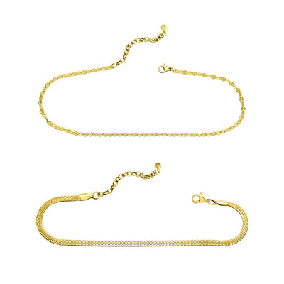 Here's the Skinny - Mirror & Snake Chain Anklet - Gold Plate