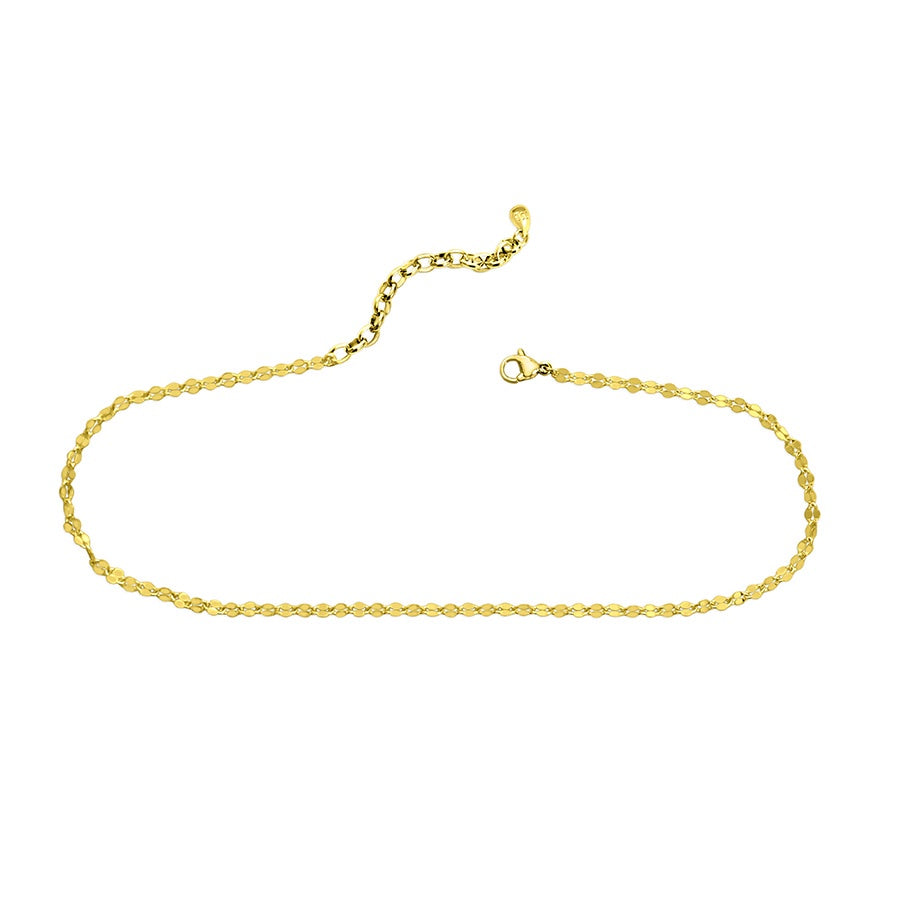 Here's the Skinny - Mirror & Snake Chain Anklet - Gold Plate