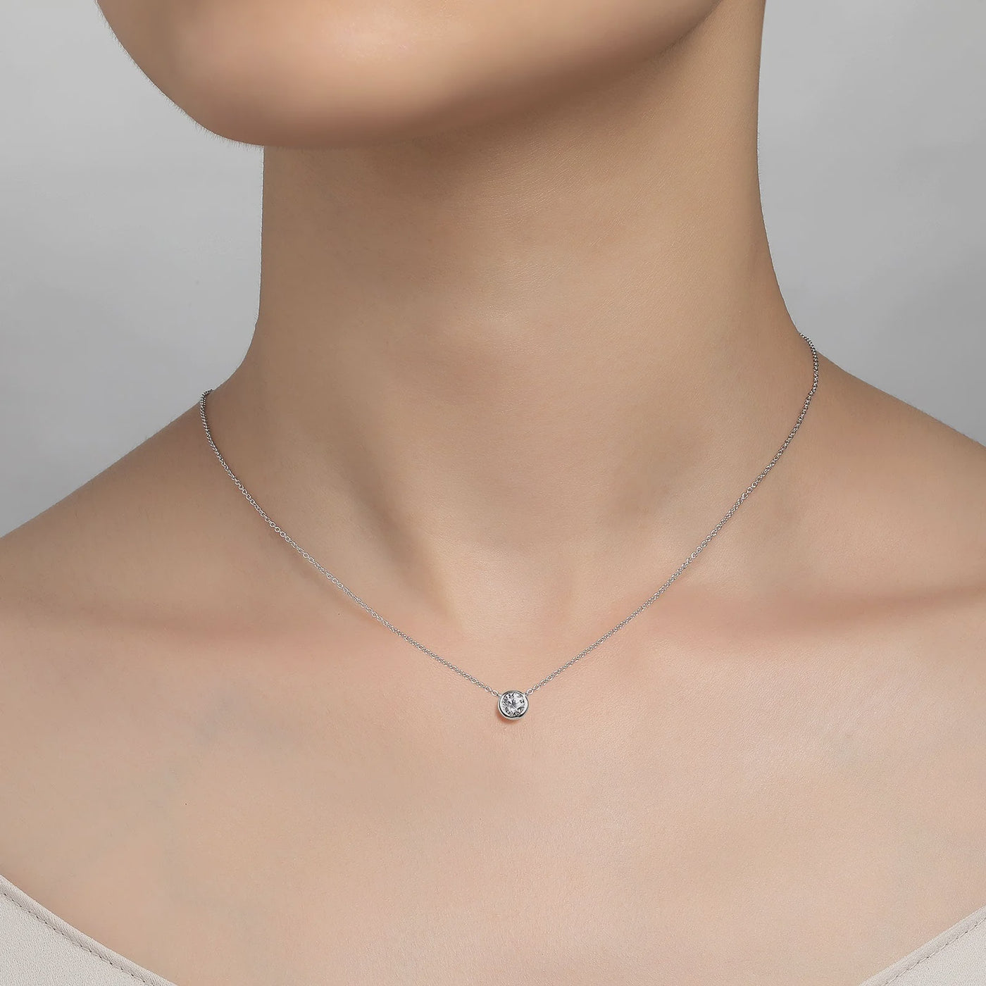 Simulated Diamond Solitaire Necklace