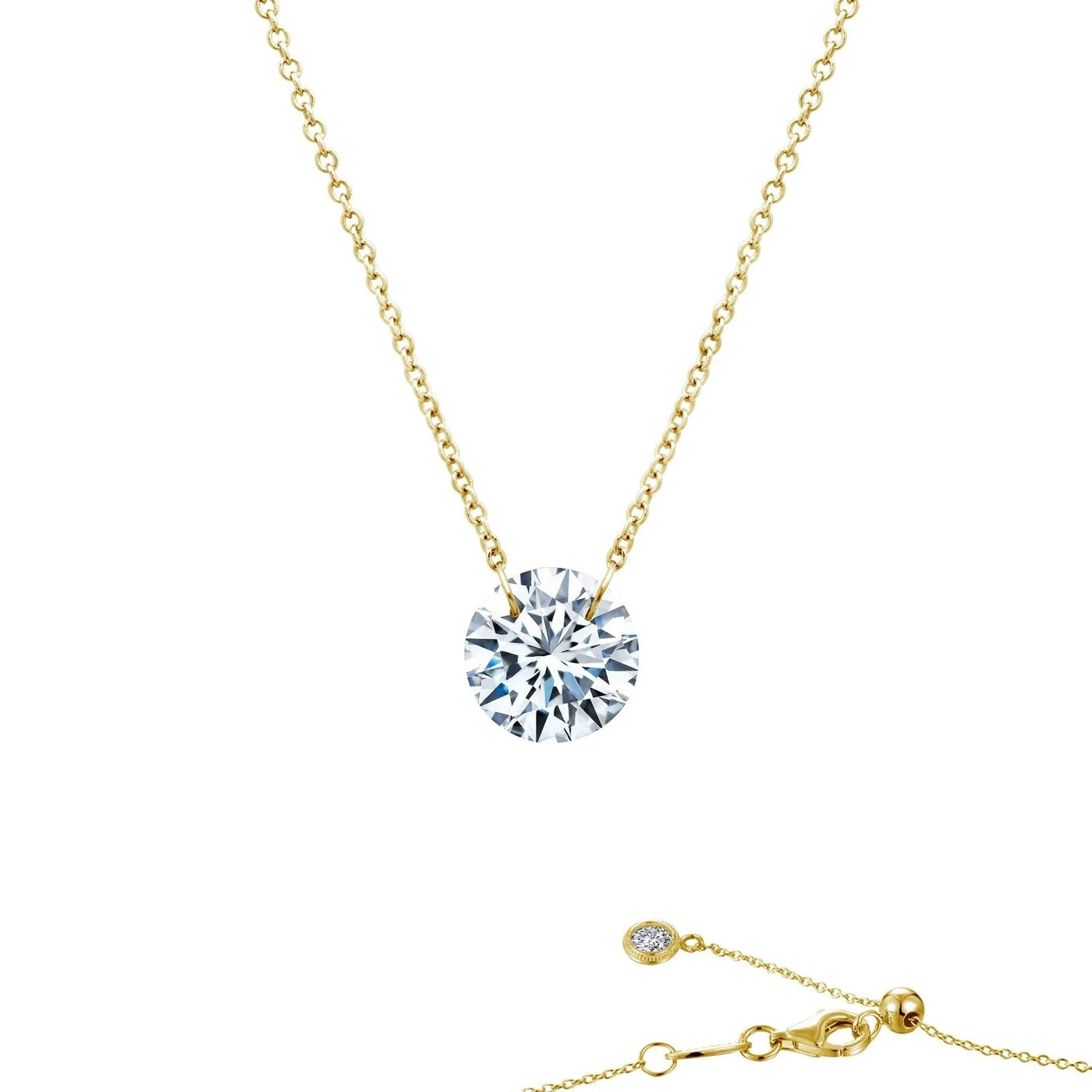 2 CTW TR Gold Frameless Solitaire Necklace