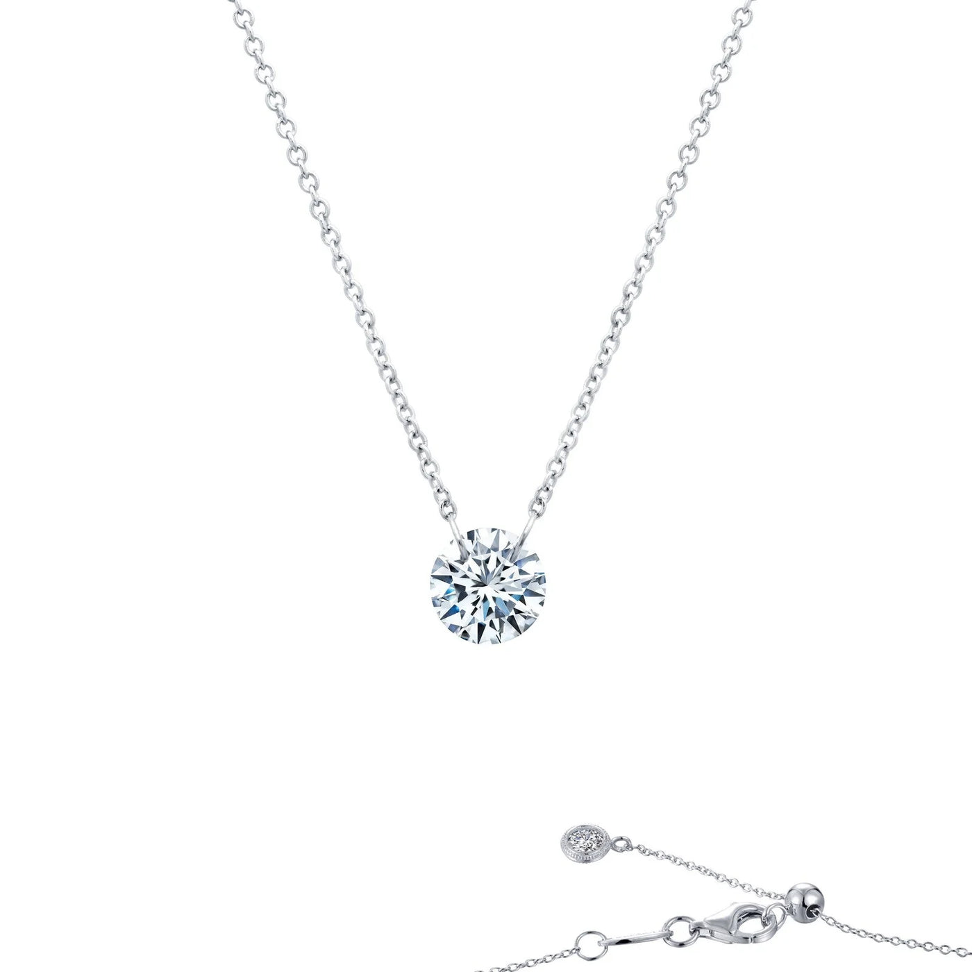 1 CTW Simulated Diamond, Frameless Solitaire Necklace