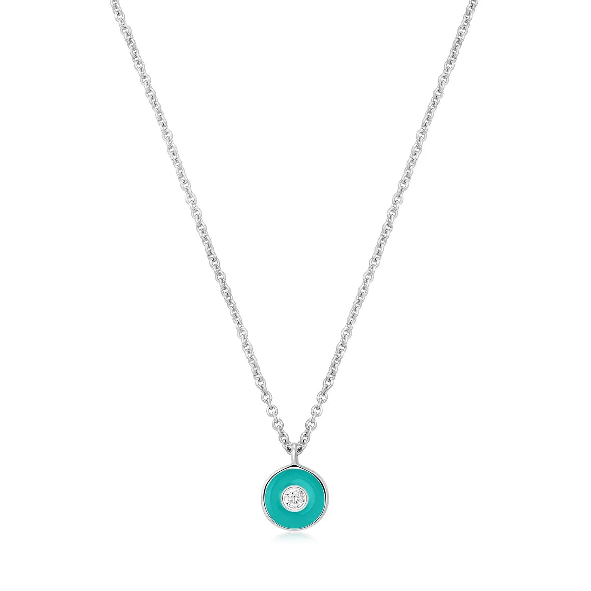 Bright Future - Teal Enamel Disc Necklace