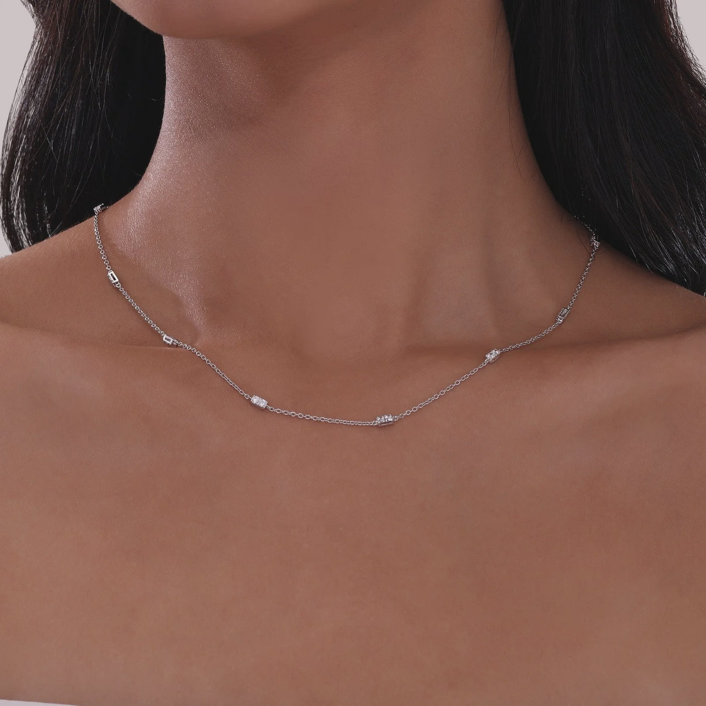 0.6 CTW Adjustable Station Necklace, 20"