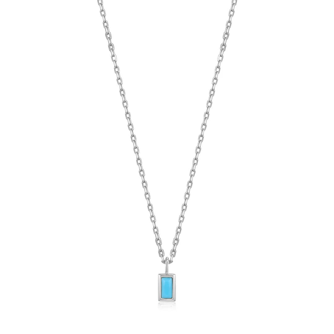 Into the Blue - Silver Turquoise Drop Pendant Necklace