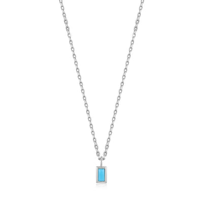 Into the Blue - Silver Turquoise Drop Pendant Necklace