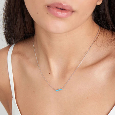 Into the Blue - Turquoise Silver Bar Necklace