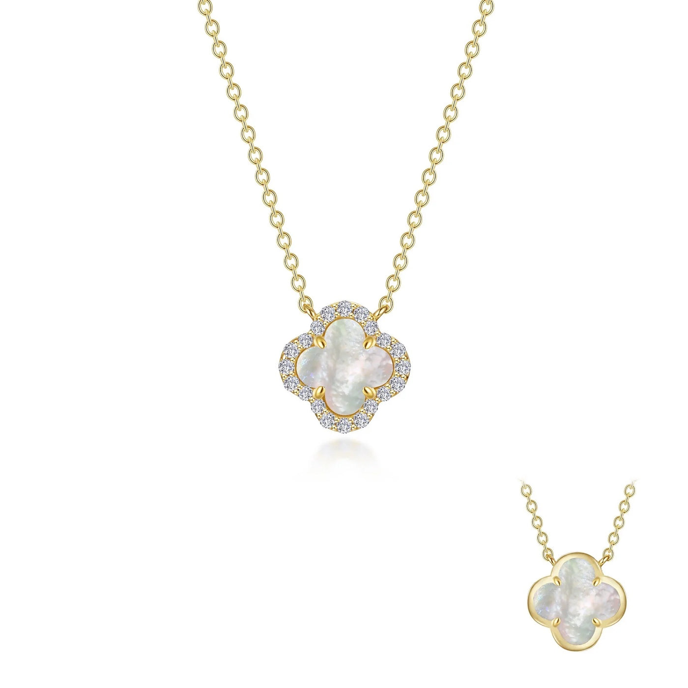 TR Gold Mother of Pearl Halo Necklace