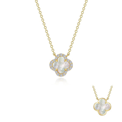 0.49 CTW TR Gold Mother of Pearl Halo Necklace