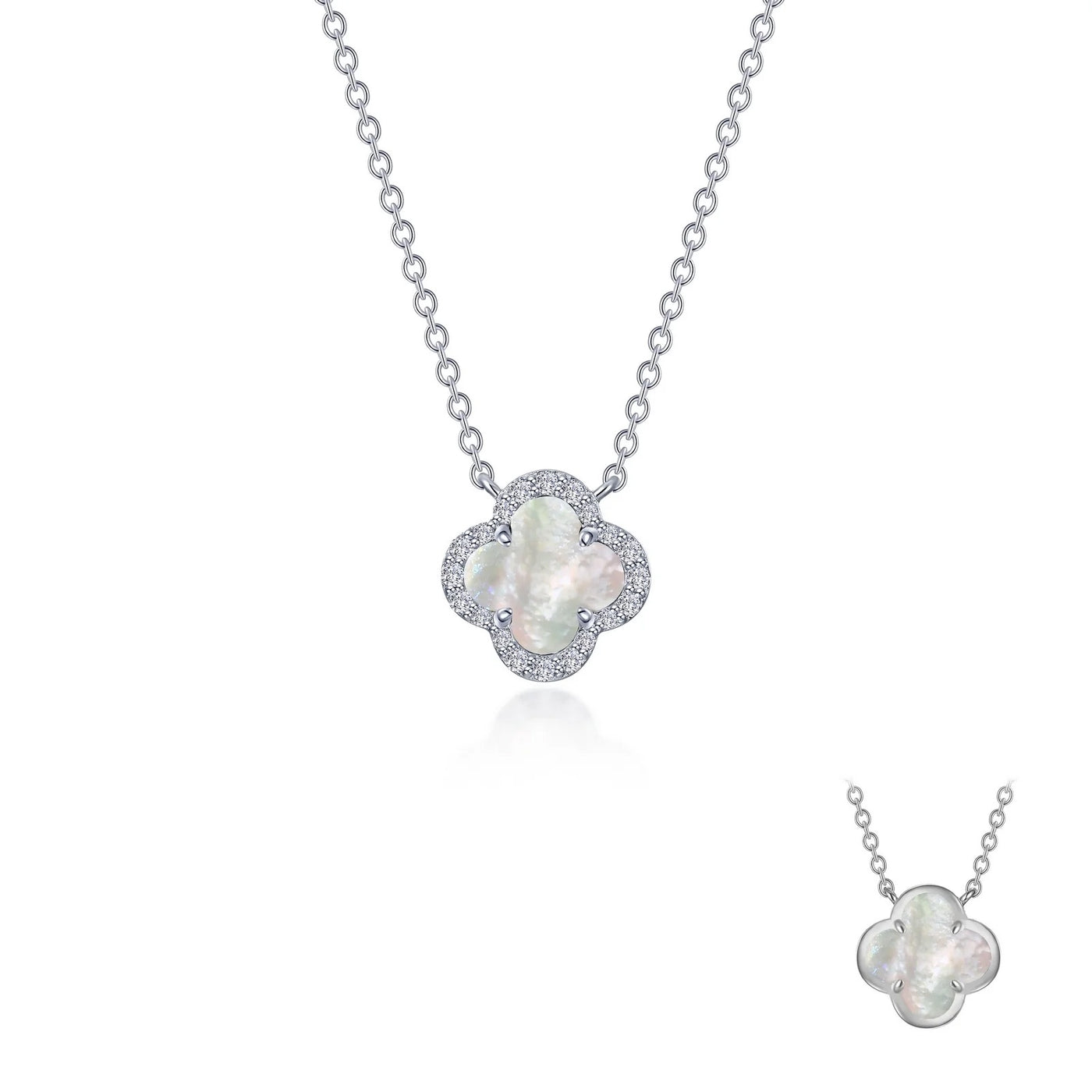 0.49 CTW Mother of Pearl Halo Necklace