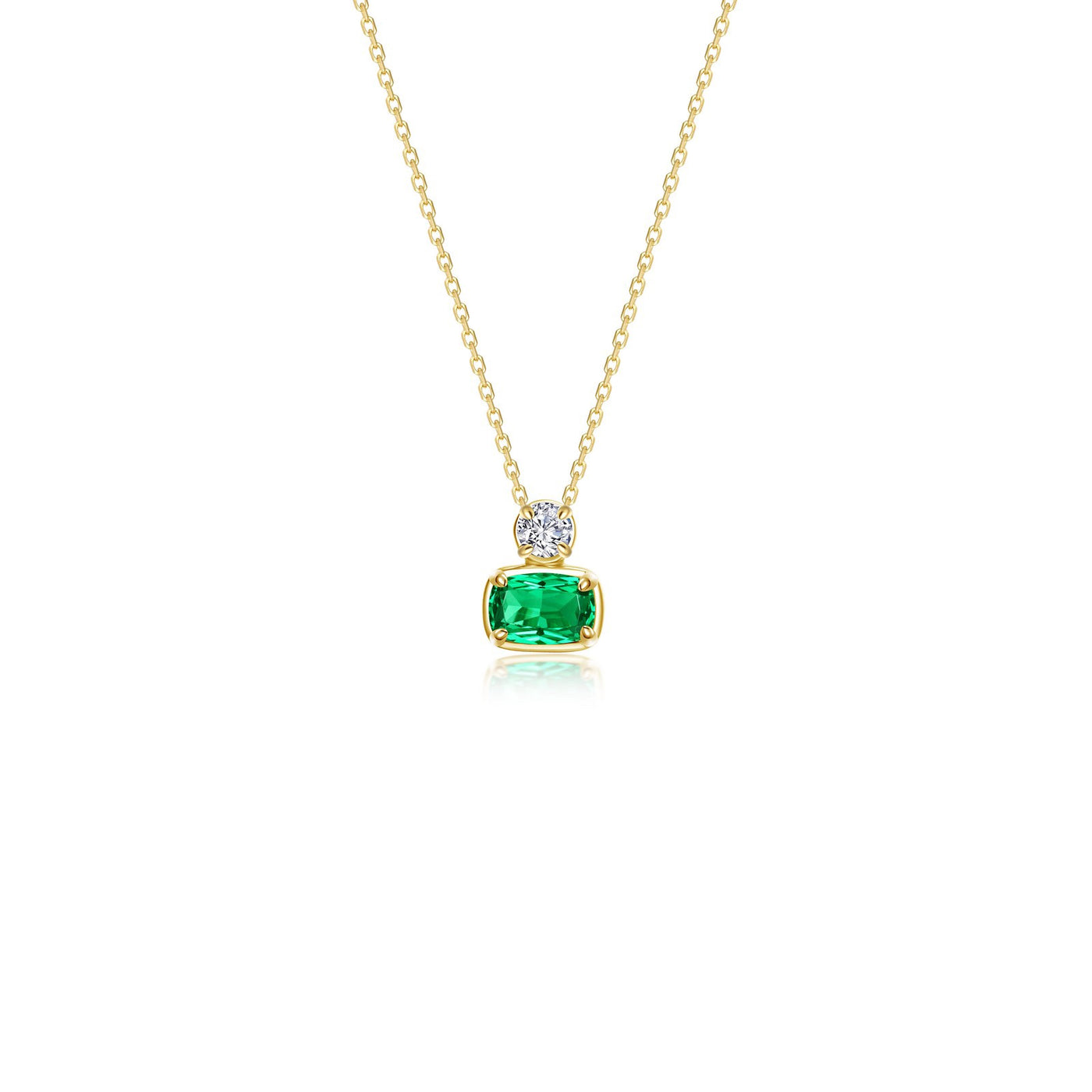 Regal Cushion-Cut Simulated Emerald  Necklace